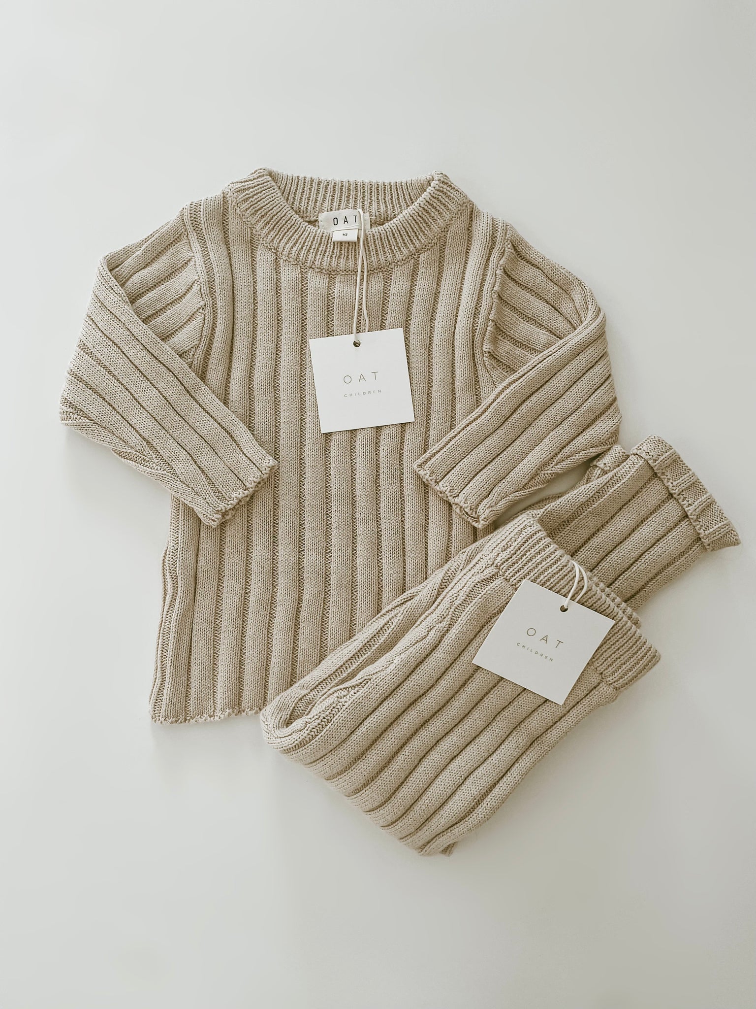0/6M~1/2Y】Ribbed Knit Sweater 'Oat' – Little Troupe